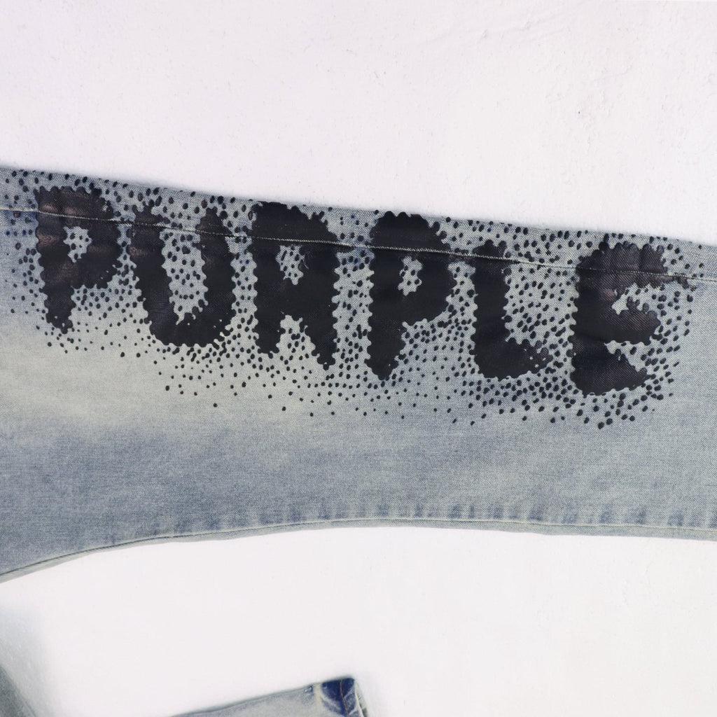 Purple Brand Light Blue Washed Graphic Jeans — detail