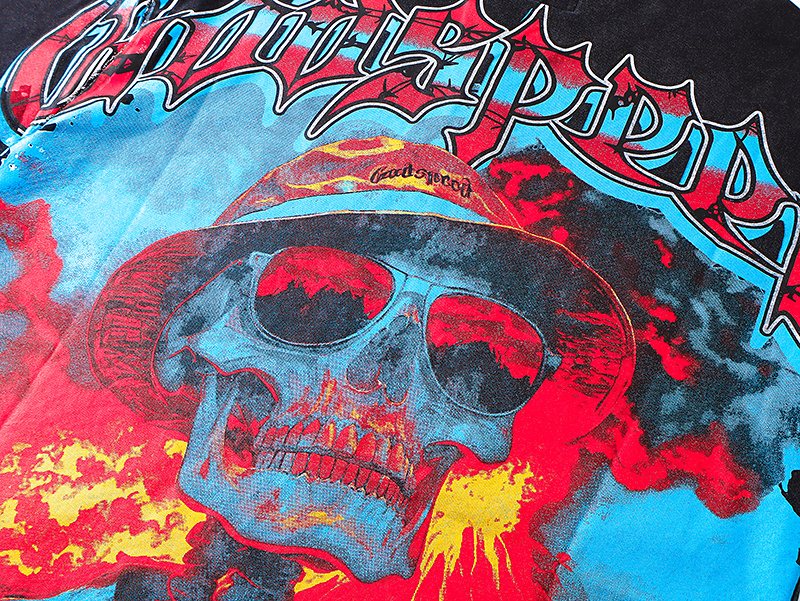 Godspeed Washed Black Skull Graphic T-Shirt — detail