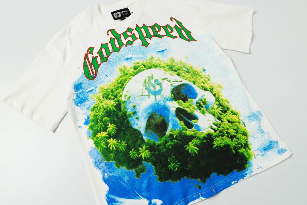 Godspeed Out of Money Skull Graphic T-Shirt — front