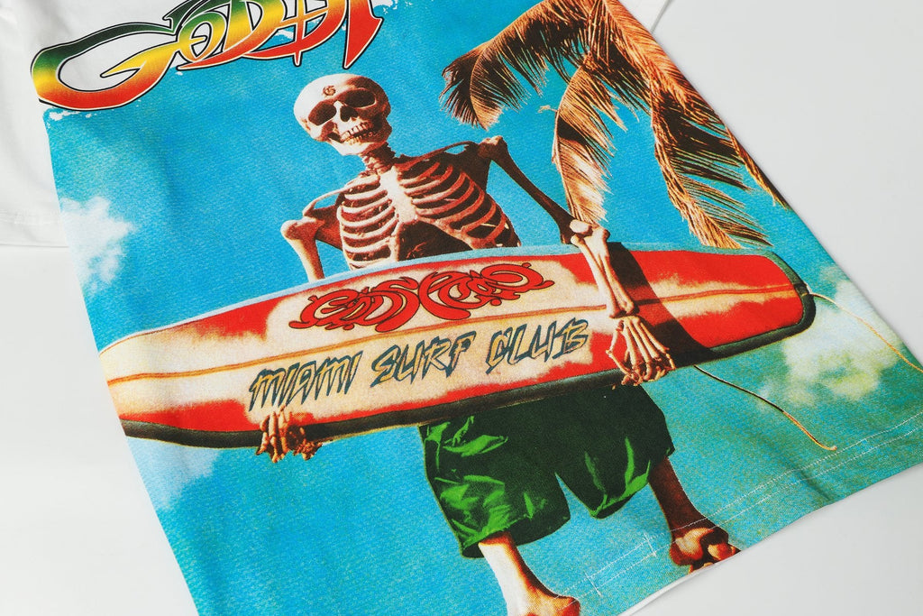 Godspeed Skeleton Surfer Graphic Short-Sleeve T-Shirt — detail