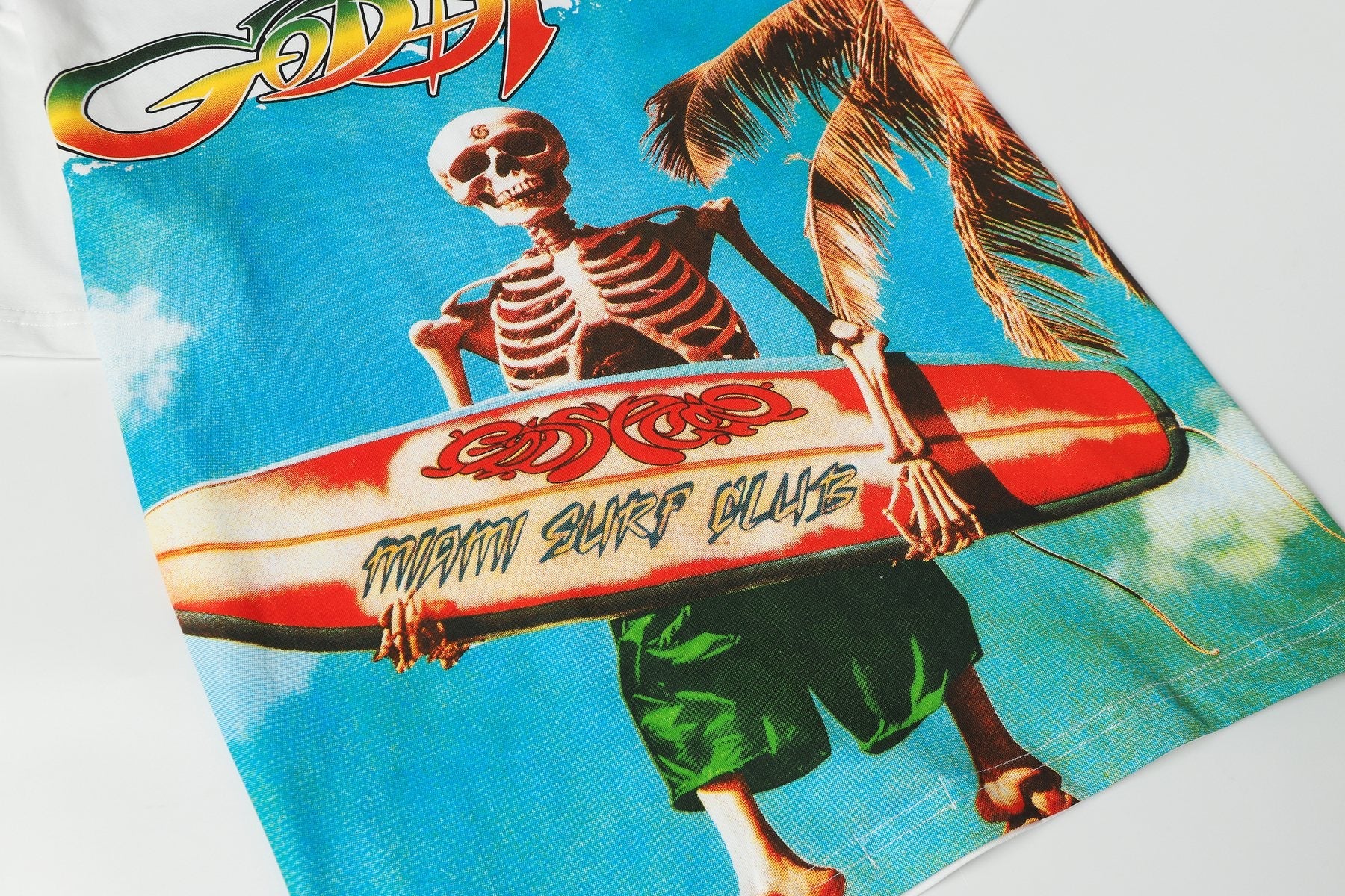 Godspeed Skeleton Surfer Graphic Short-Sleeve T-Shirt — detail
