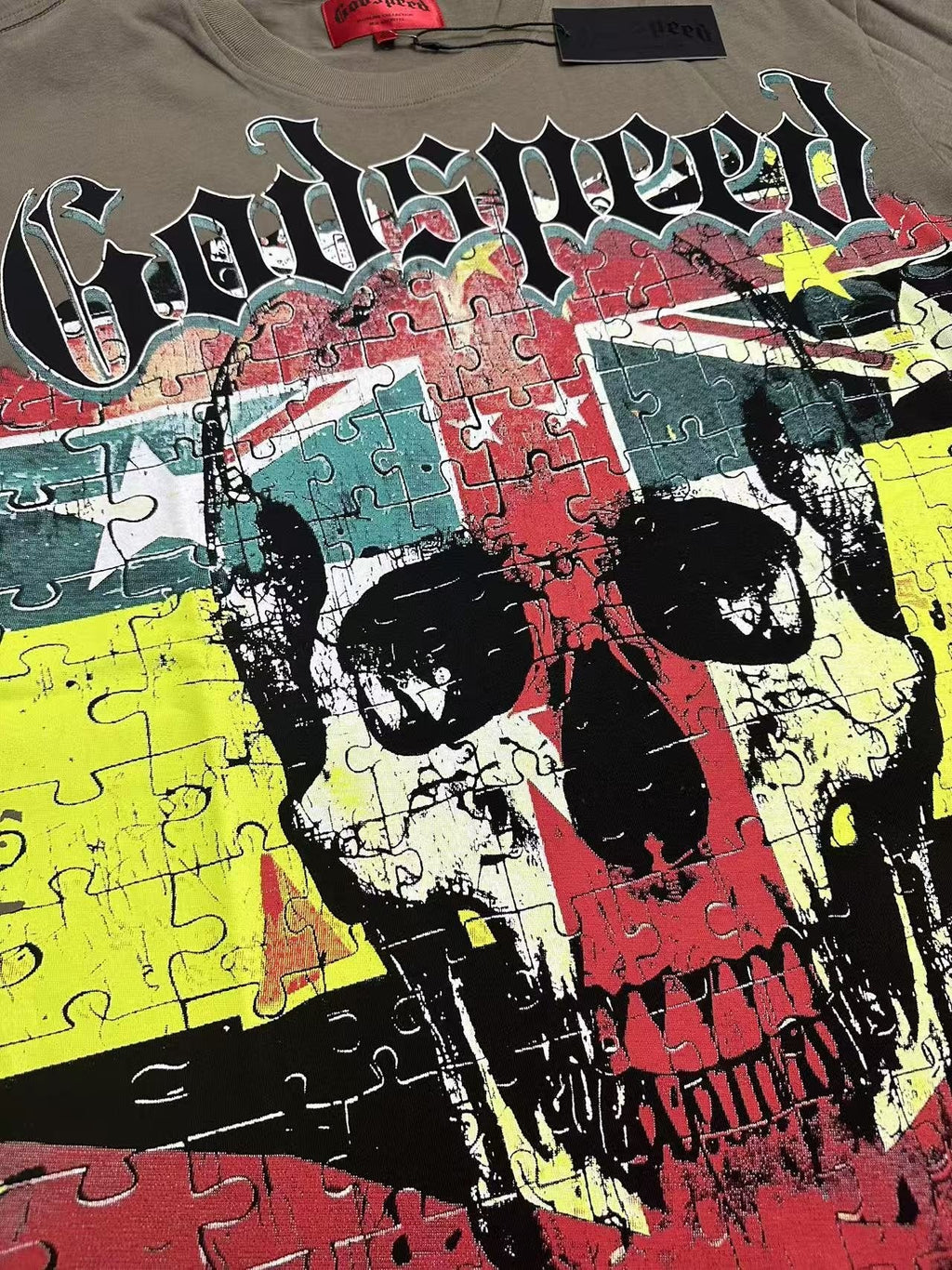Godspeed Skull Puzzle Graphic Short-Sleeve T-Shirt — detail