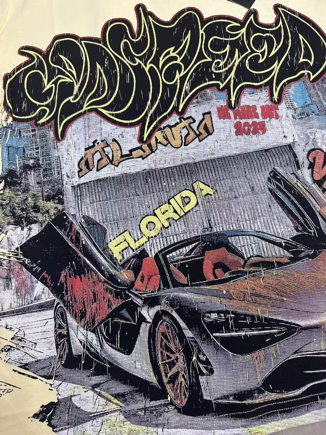 Godspeed Out of Many One Car Graphic T-Shirt — detail