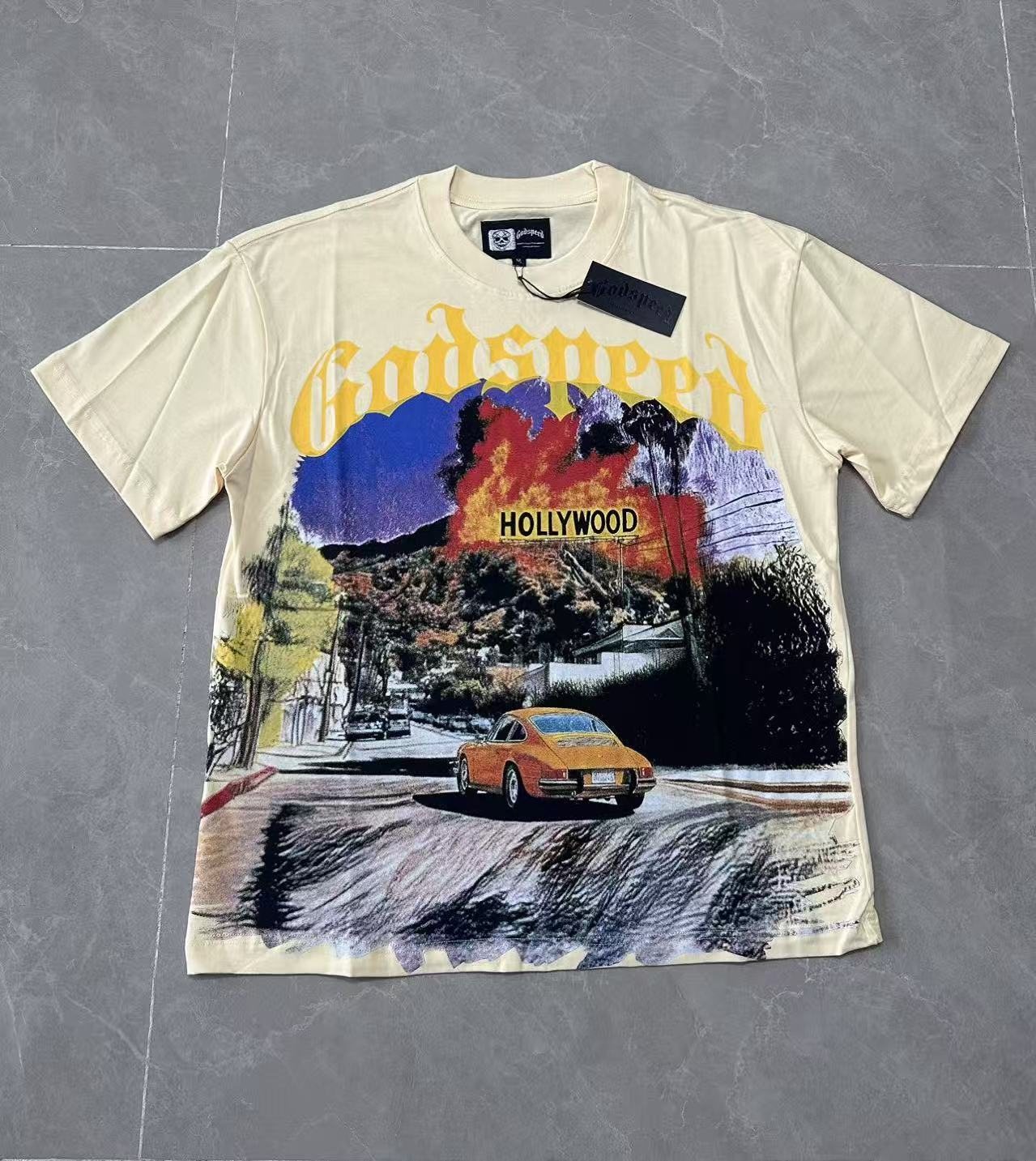 Godspeed Hollywood Car Graphic T-Shirt — front