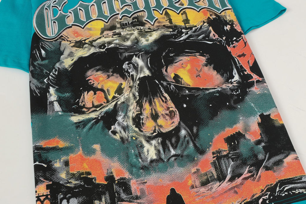 Godspeed Teal Skull Graphic Short-Sleeve T-Shirt — detail