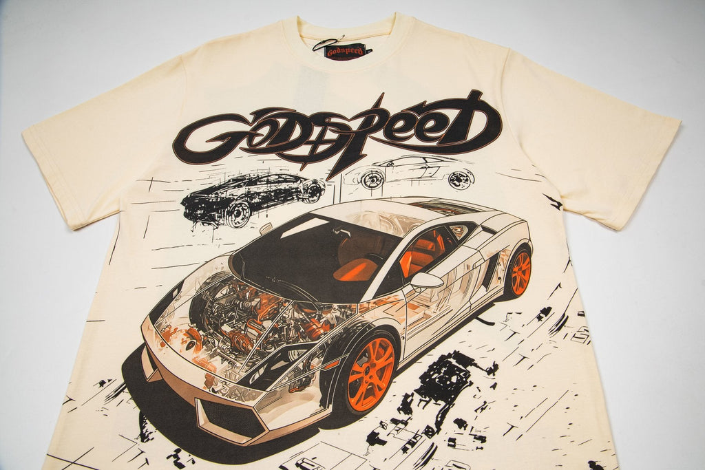 Godspeed Cream Car Graphic Short-Sleeve T-Shirt — front