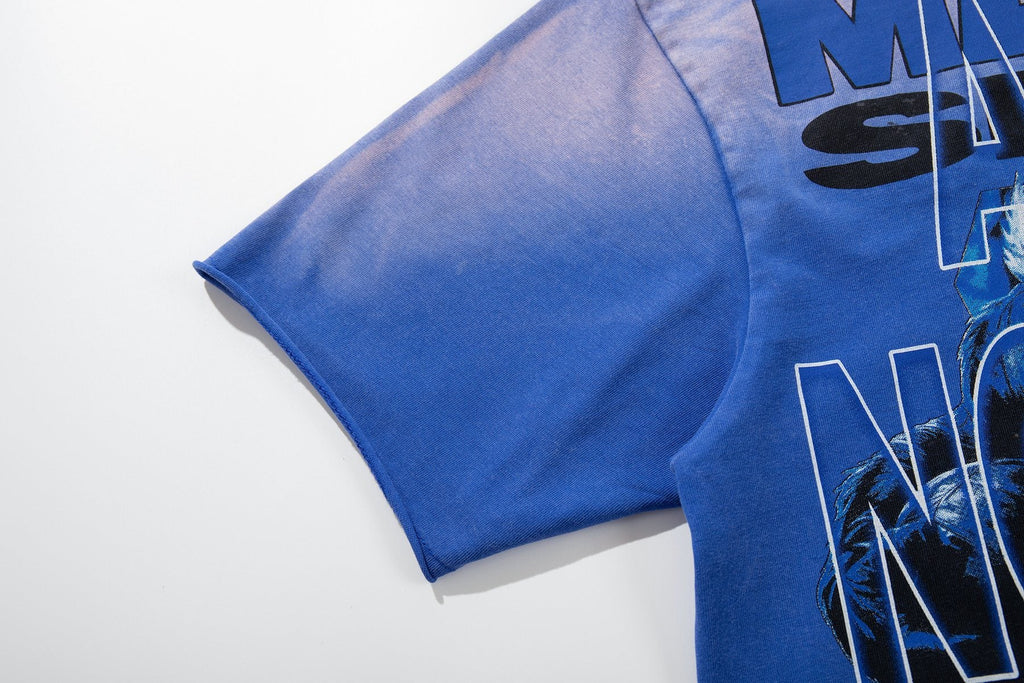 MAJESTIK Washed Blue Front & Back Graphic Short-Sleeve T-Shirt — detail