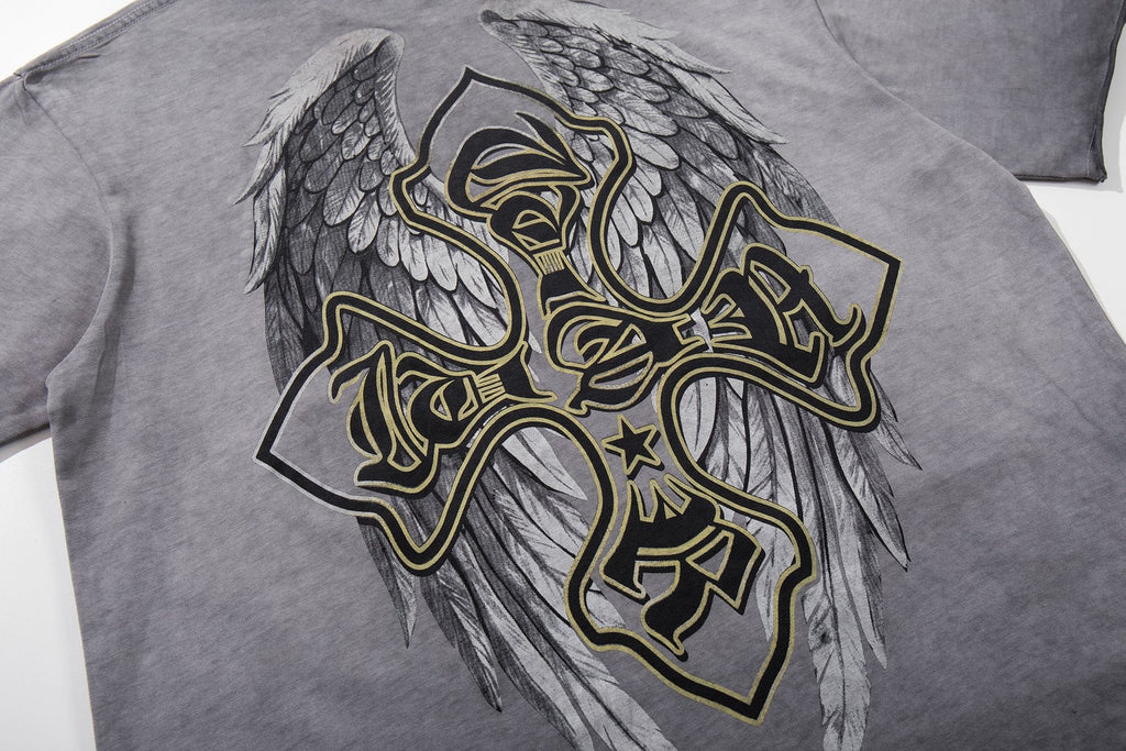 MAJESTIK Winged Cross Graphic T-Shirt — detail