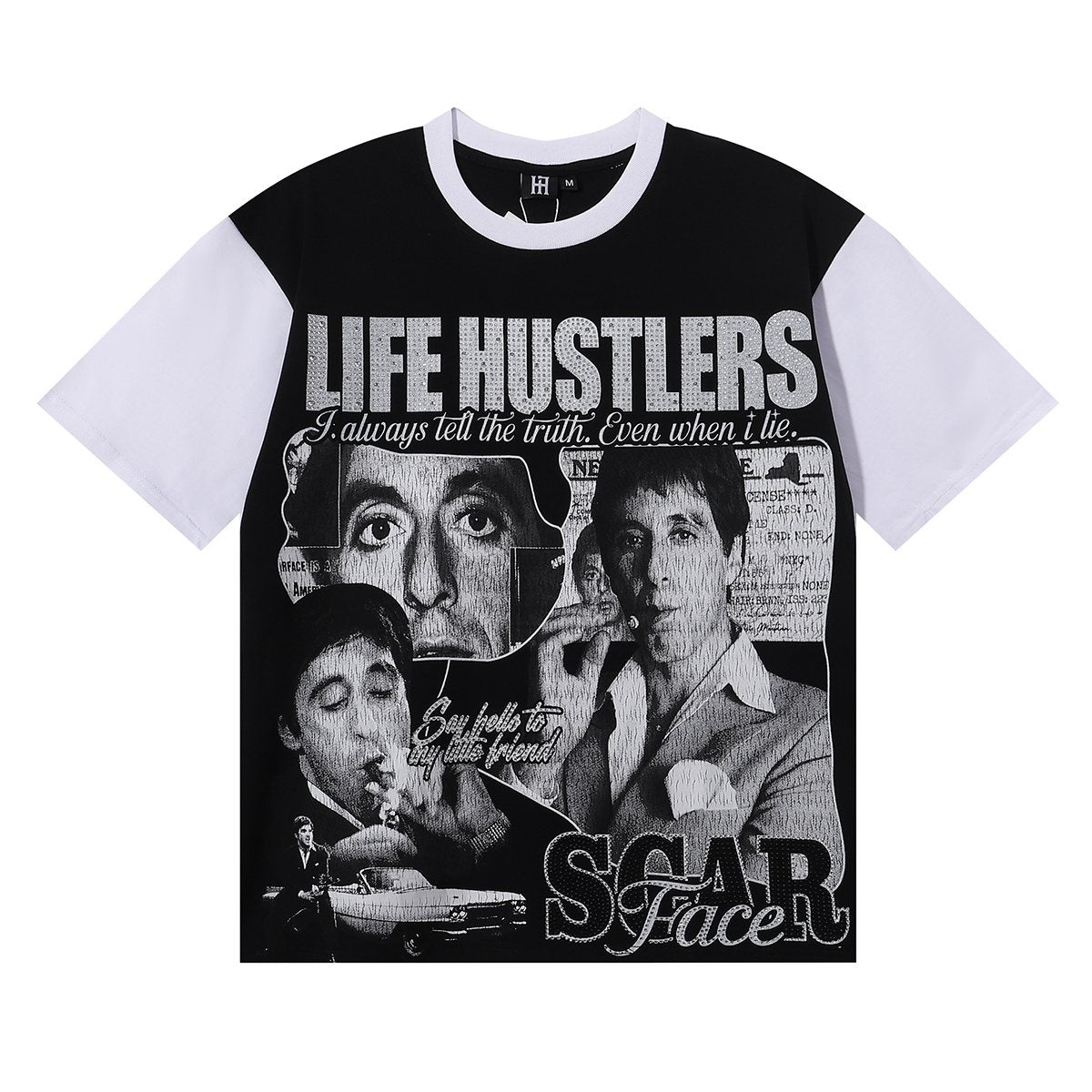 Life Hustlere Scarface Portrait Graphic Color-Block T-Shirt — hero
