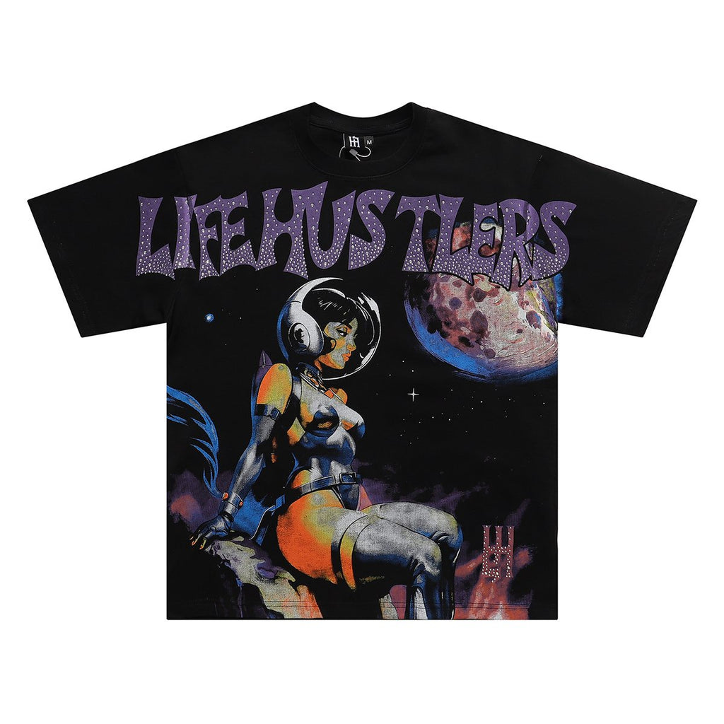 Life Hustlere Sexy Astronaut Rhinestone-Style Graphic T-Shirt — hero