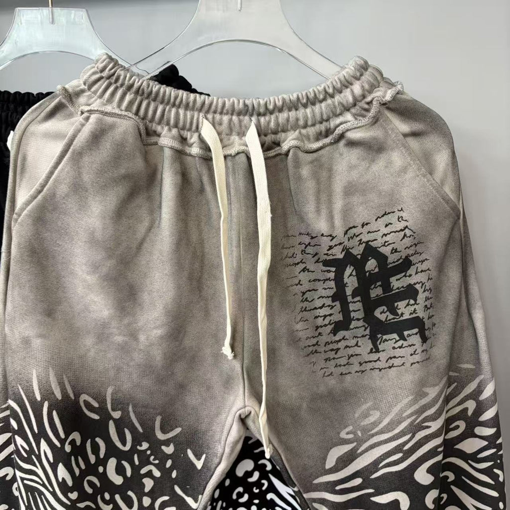 MIXED EMOTION Abstract Face Print Wide-Leg Pants — detail