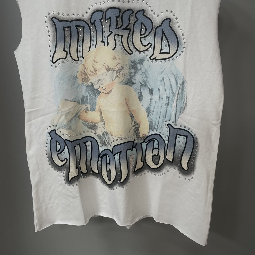 MIXED EMOTION Angel Graphic Sleeveless T-Shirt — front
