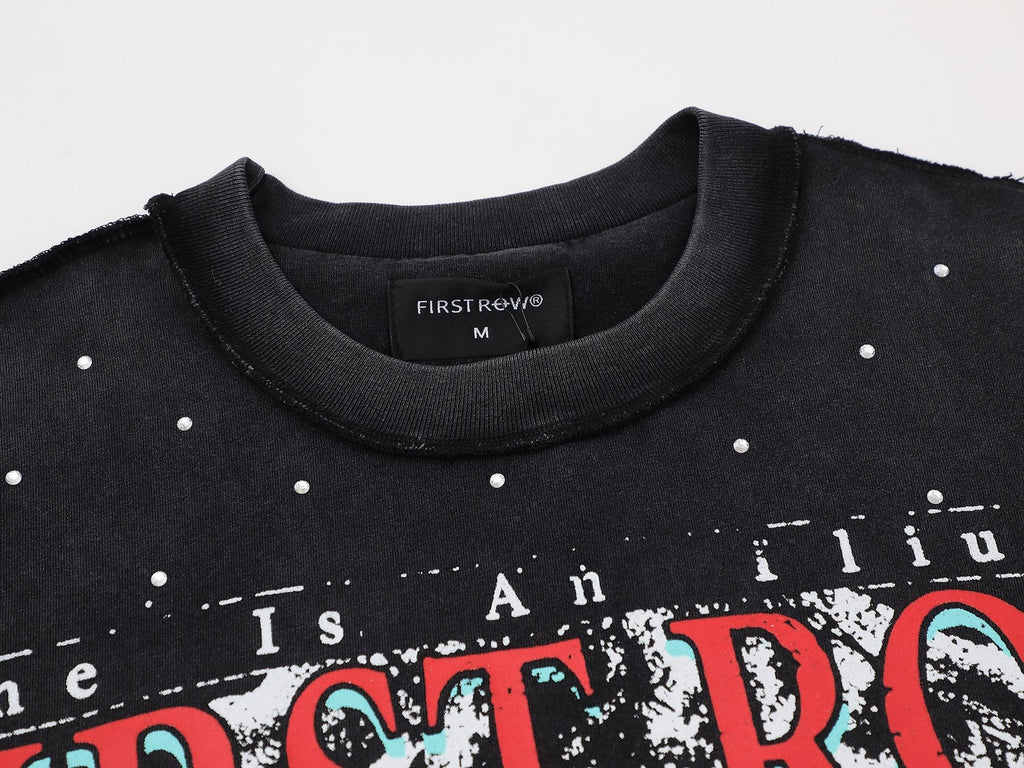 FIRST ROW Lost Utopia Illusion Cropped Graphic T-Shirt — neck_label