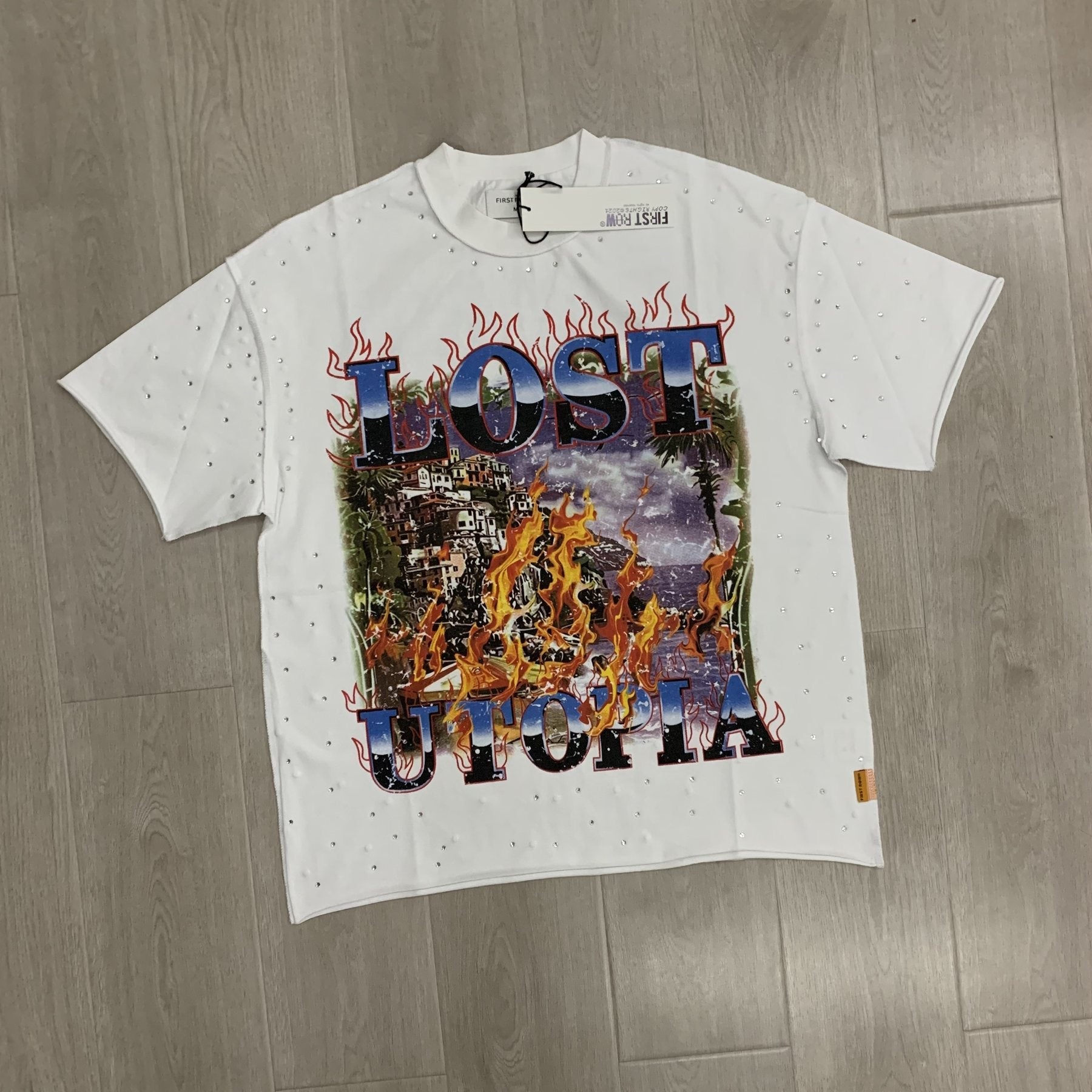FIRST ROW Lost Utopia Burning Flame T-Shirt — front