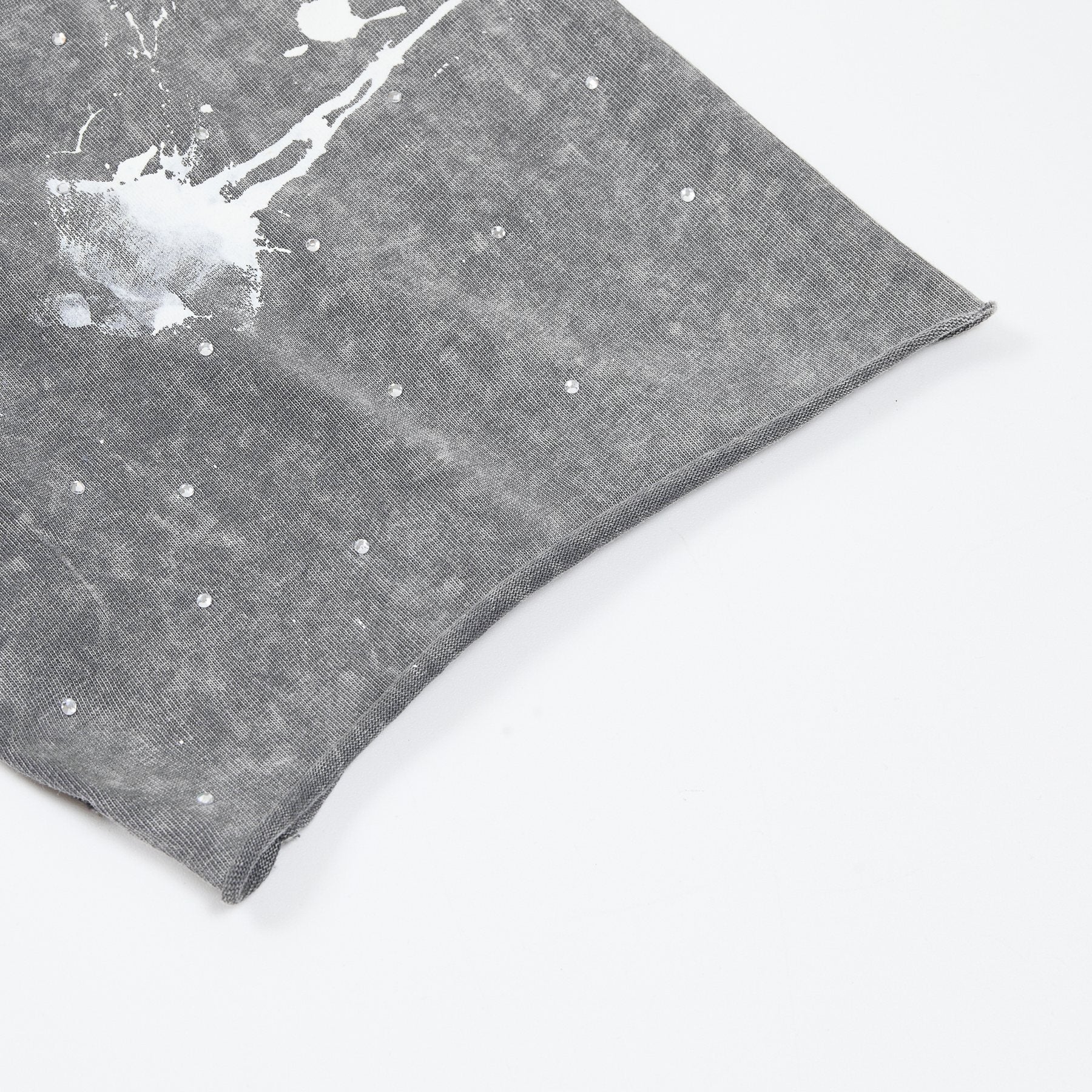 FIRST ROW Washed Grey Front & Back Graphic T-Shirt — detail