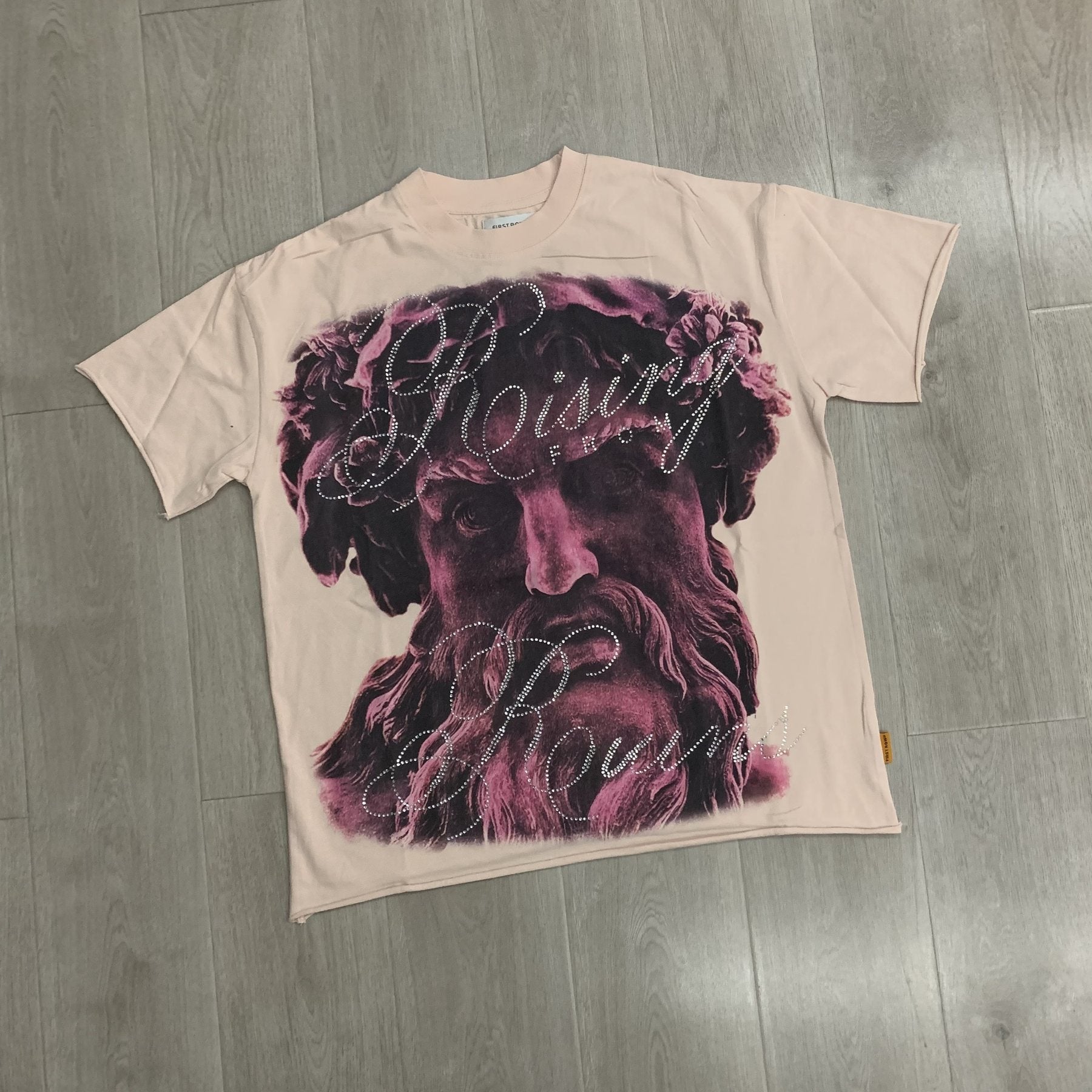 FIRST ROW Rhinestone Graphic Short-Sleeve T-Shirt — front