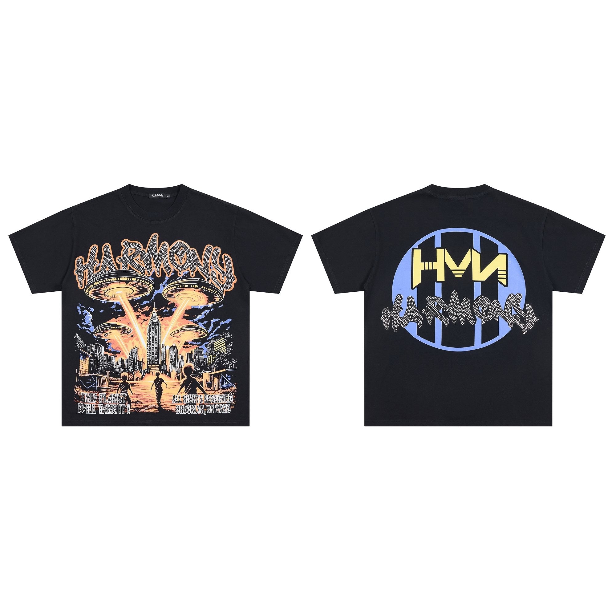 HARMONY UFO City Rhinestone Graphic T-Shirt — hero