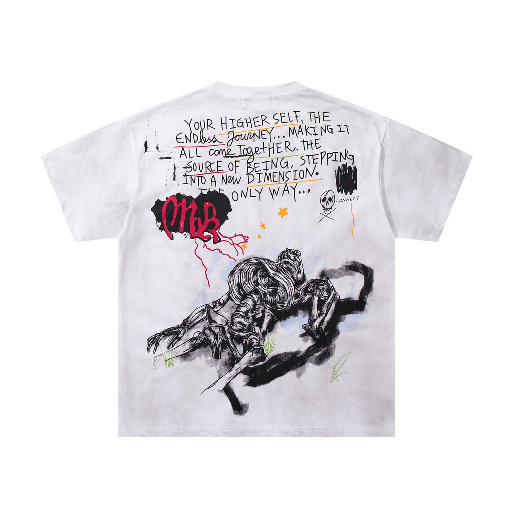 MAJESTIK Distressed Stone-Inlay Graphic T-Shirt — back