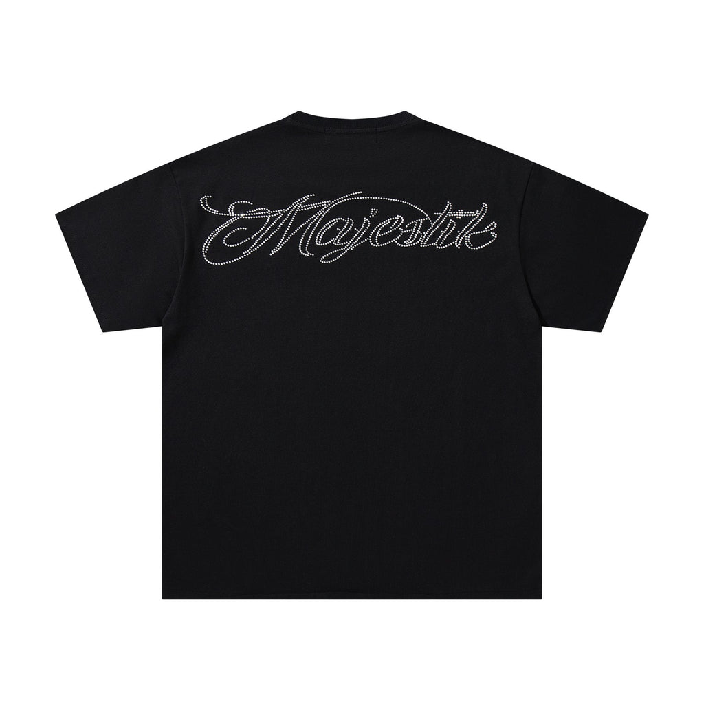 MAJESTIK Blue-Green Front & Script Back Graphic T-Shirt — back