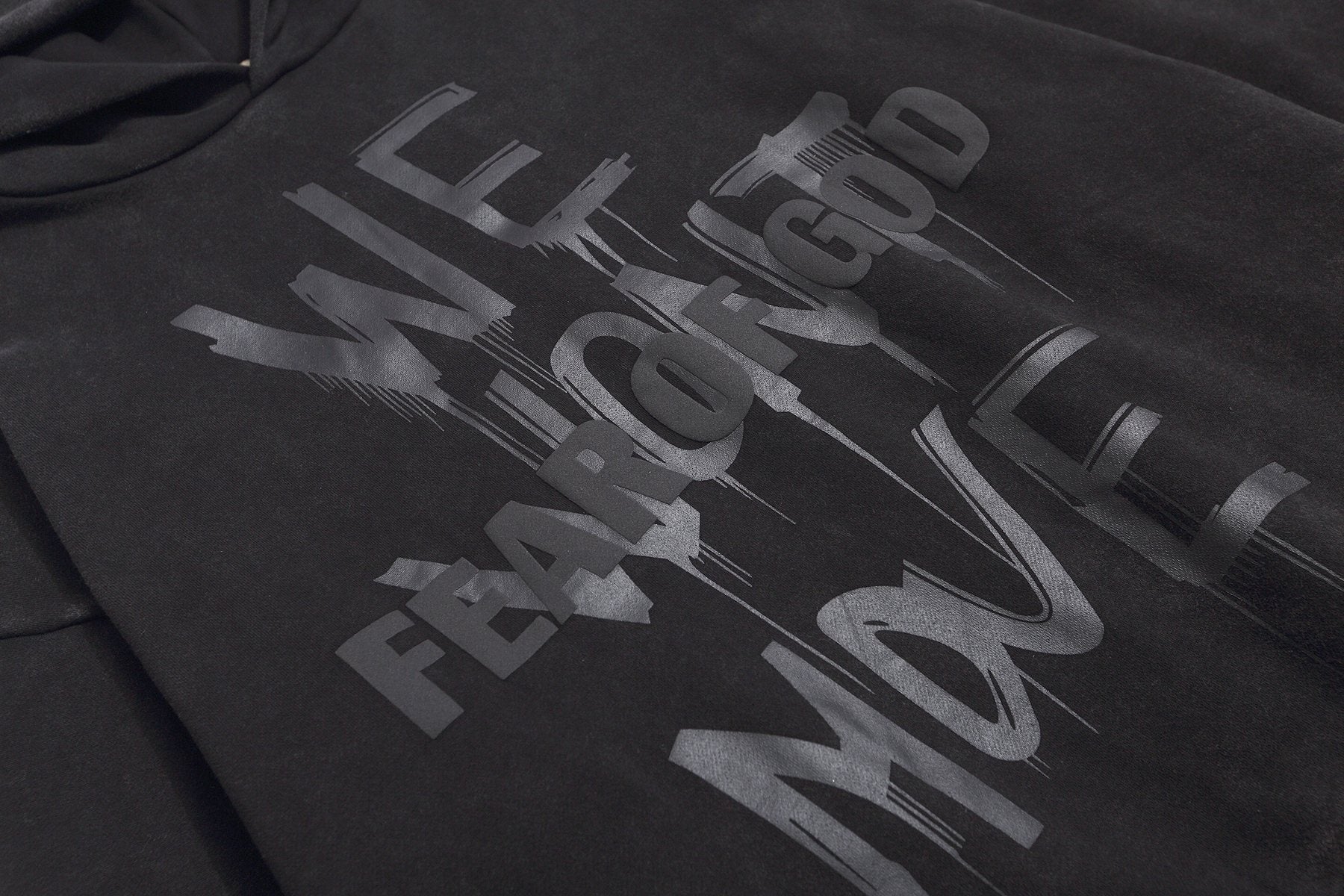 Fear of God Washed Black Side-Pocket Graphic Hoodie — detail