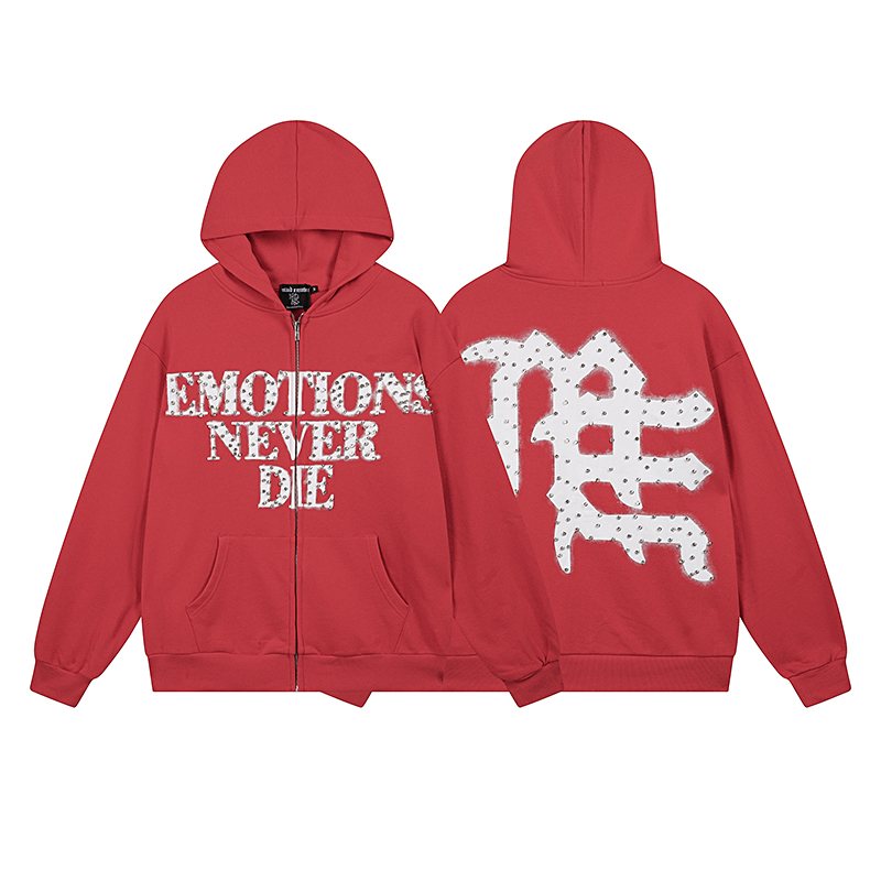 MIXED EMOTION Back Graphic Zip Hoodie — front
