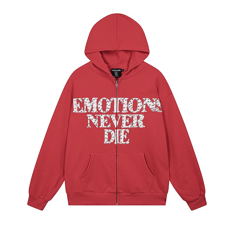 MIXED EMOTION Back Graphic Zip Hoodie — front