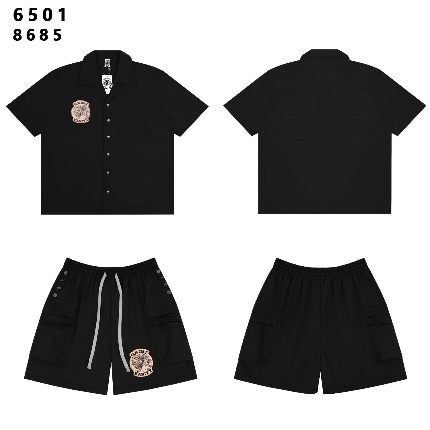 SAINT Tiger Patch Camp-Collar Shirt & Shorts Set — hero