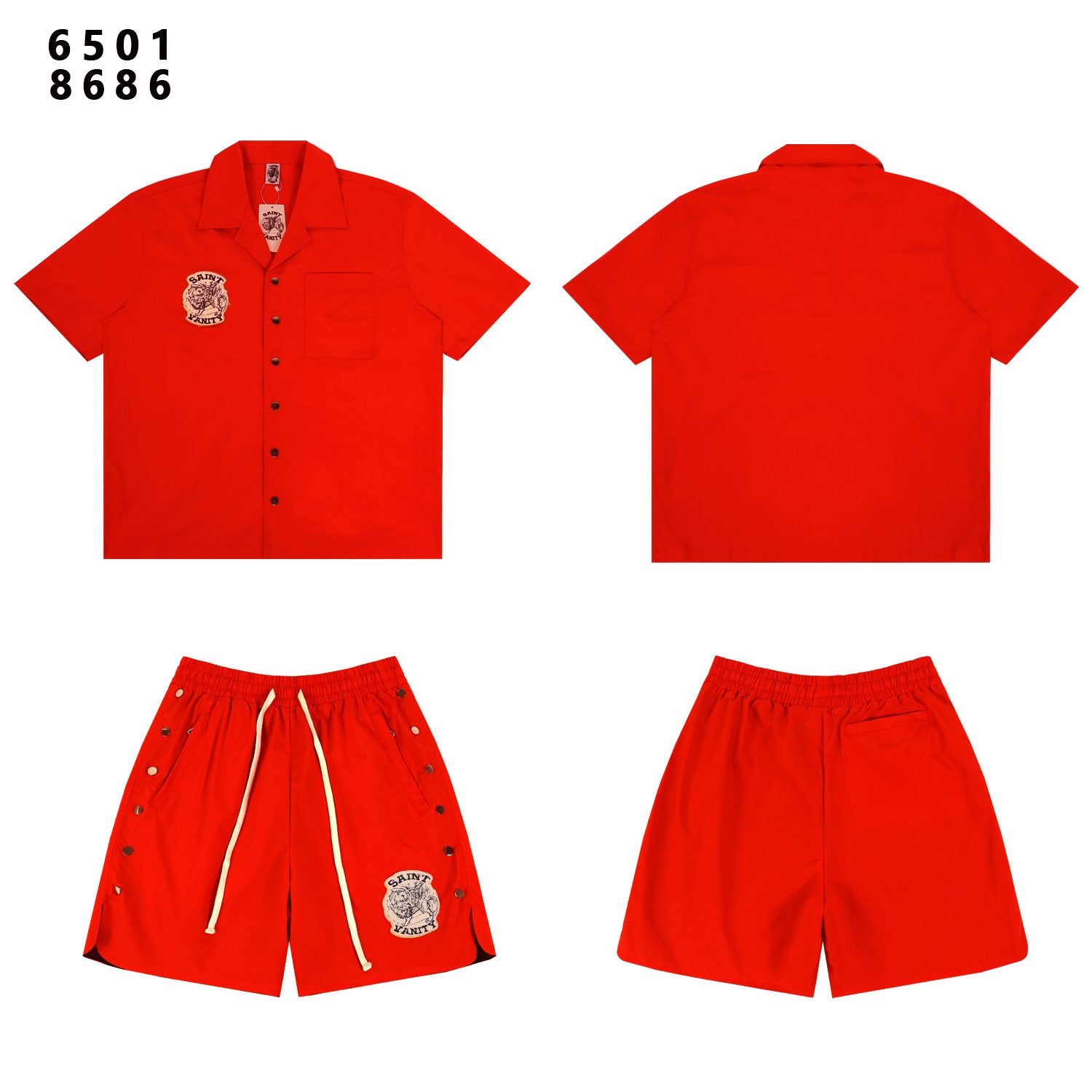 SAINT Tiger Patch Short-Sleeve Shirt & Shorts Set — front