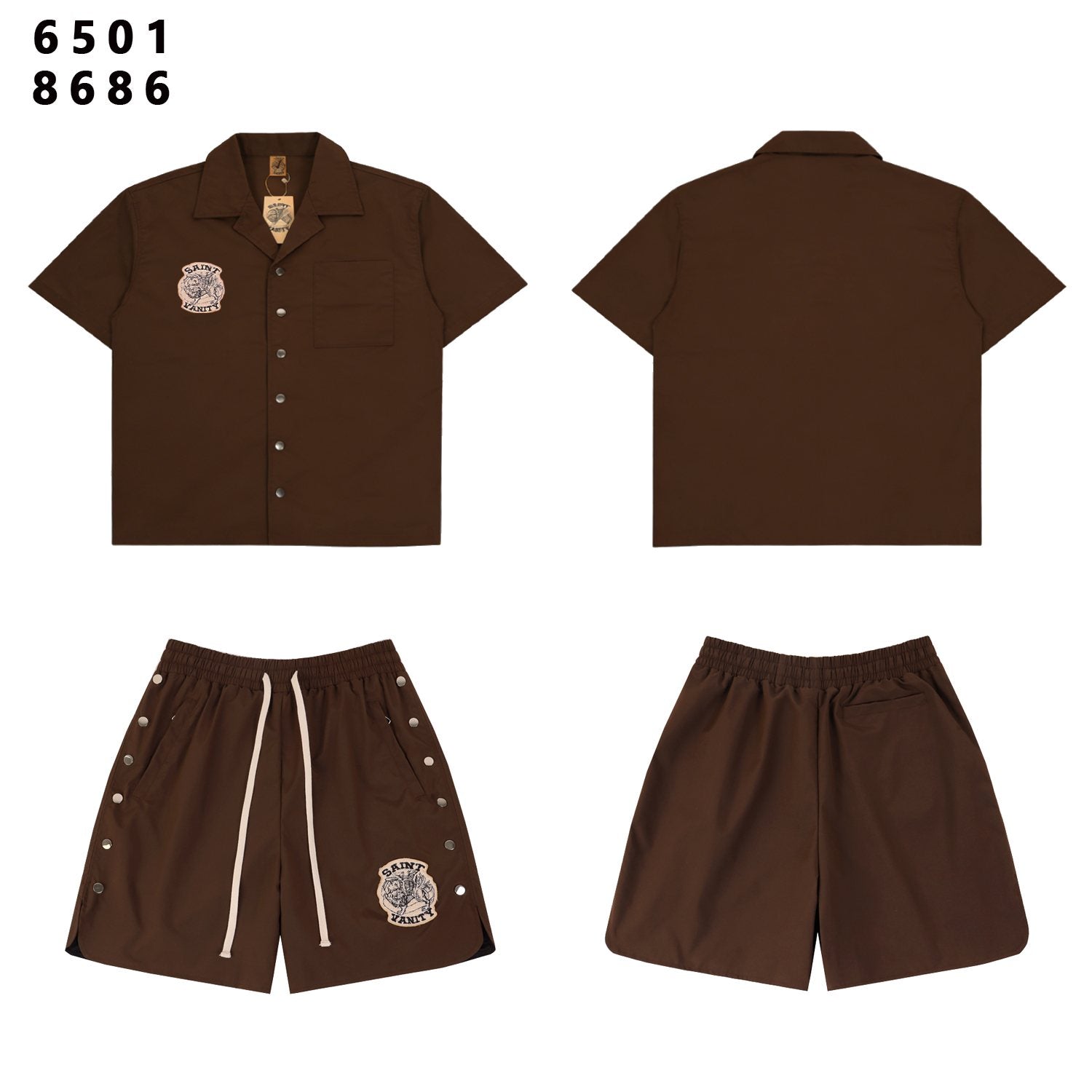 SAINT Tiger Patch Short-Sleeve Shirt & Shorts Set — front