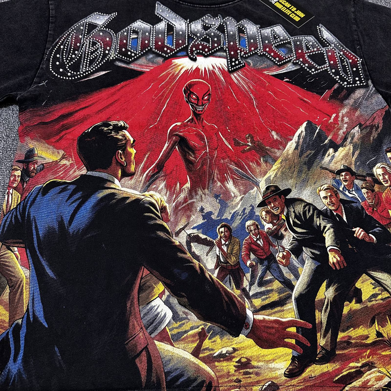 Godspeed Alien Graphic Washed Black T-Shirt — detail