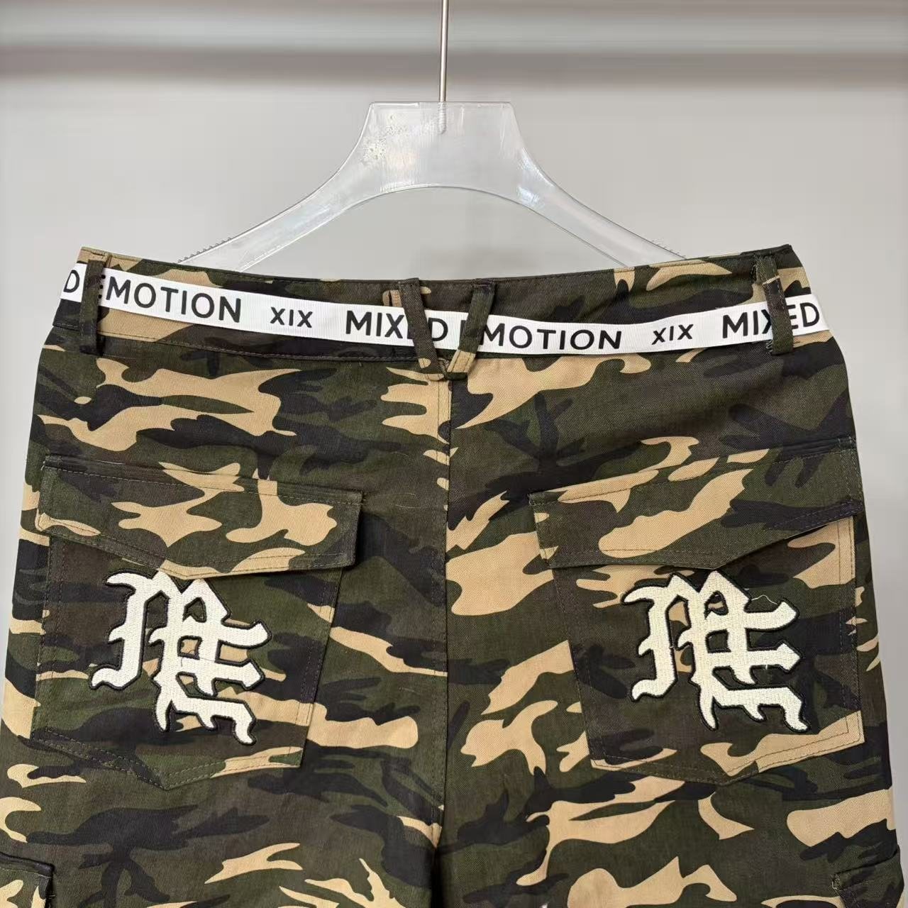 Mixed Emotion Camouflage Cargo Pants — detail