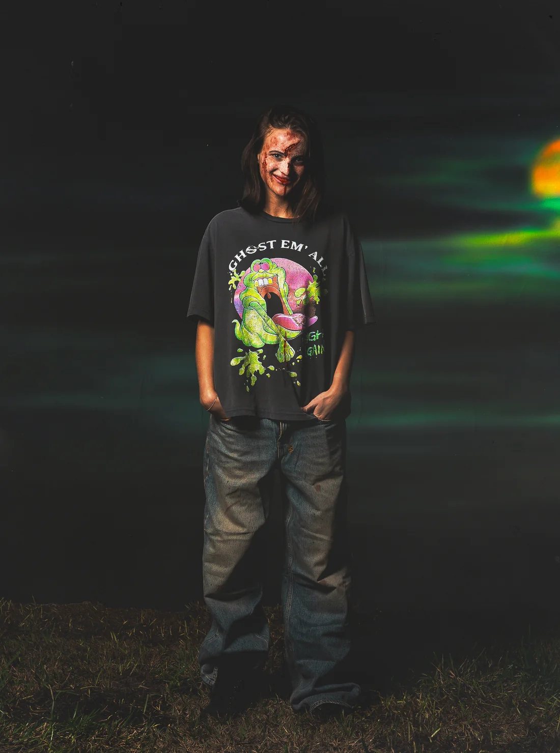 TRIPLE SEVENS Charcoal Ghost Graphic T-Shirt — context