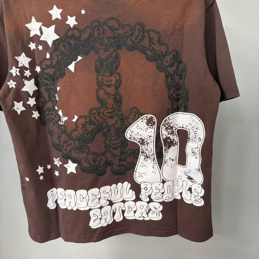 Triple Sevens Brown Front & Back Graphic T-Shirt — detail