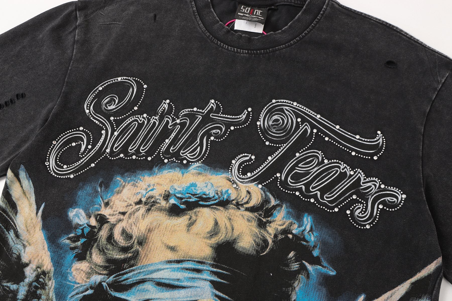 SAINT Angel Graphic Washed Black T-Shirt — detail
