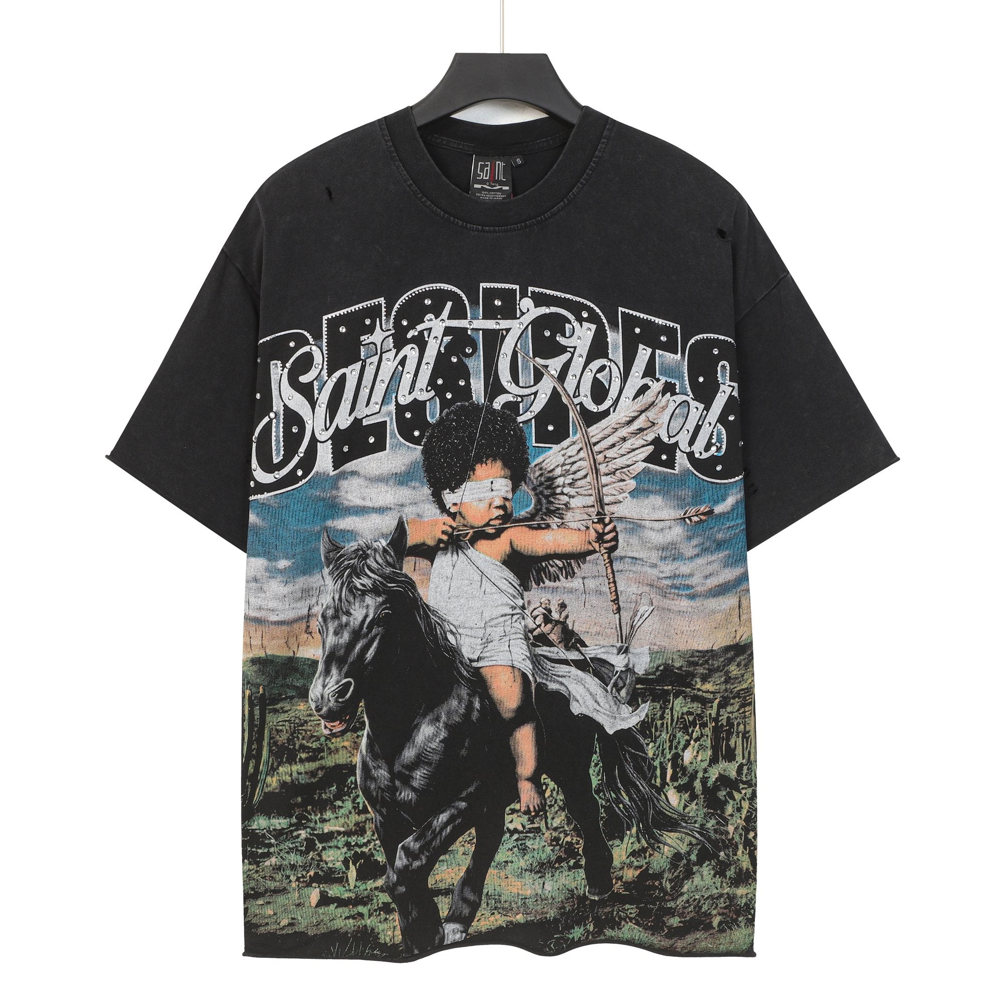 SAINT Rider & De Ores Graphic Washed Black T-Shirt — hero