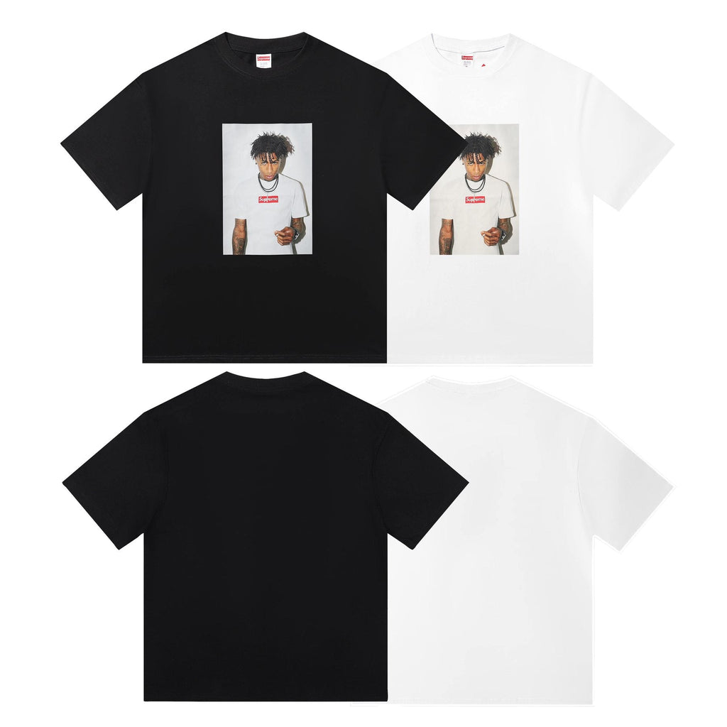 Supreme Rapper Portrait Graphic Short-Sleeve T-Shirt — comparison
