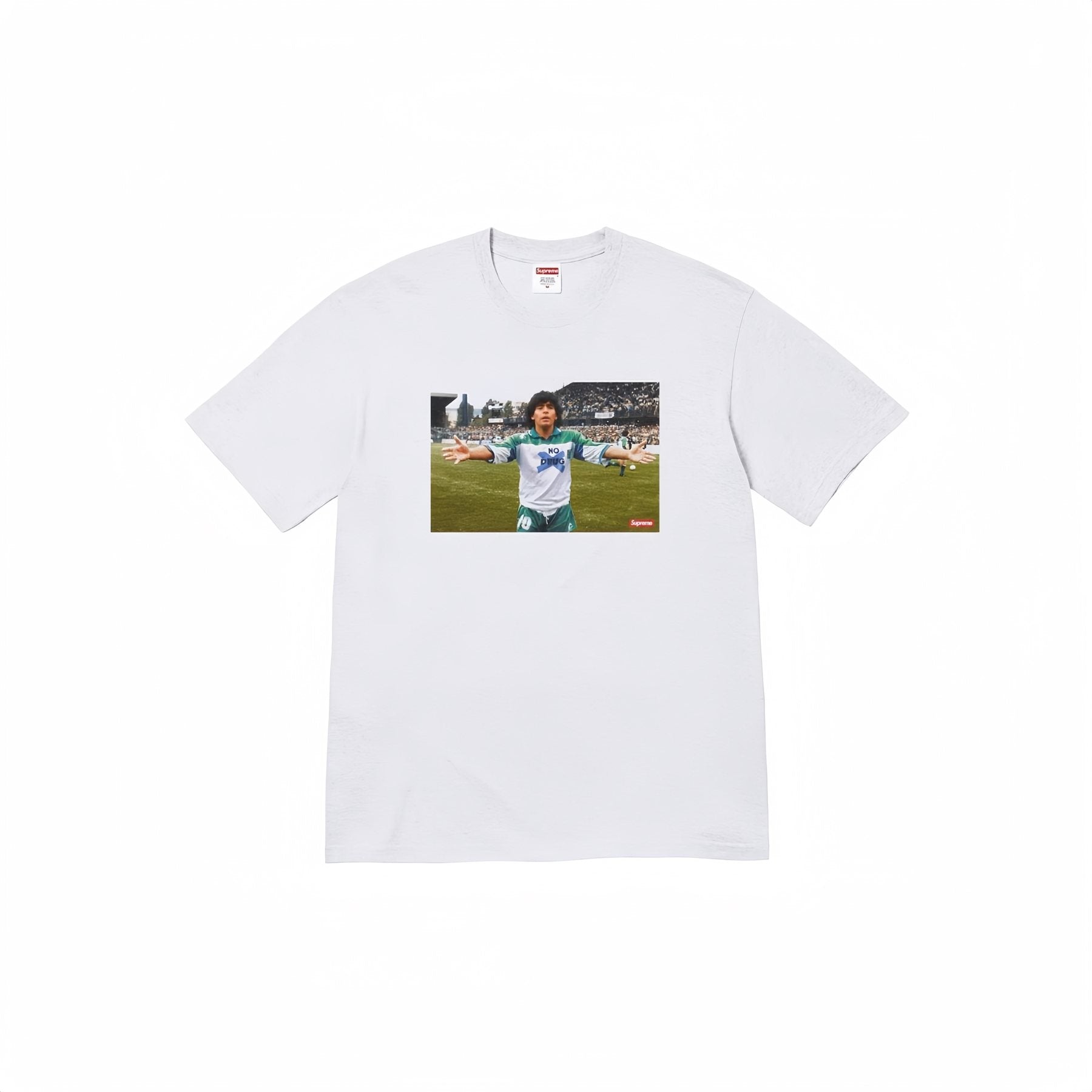 Supreme Maradona No Drug Graphic T-Shirt — front