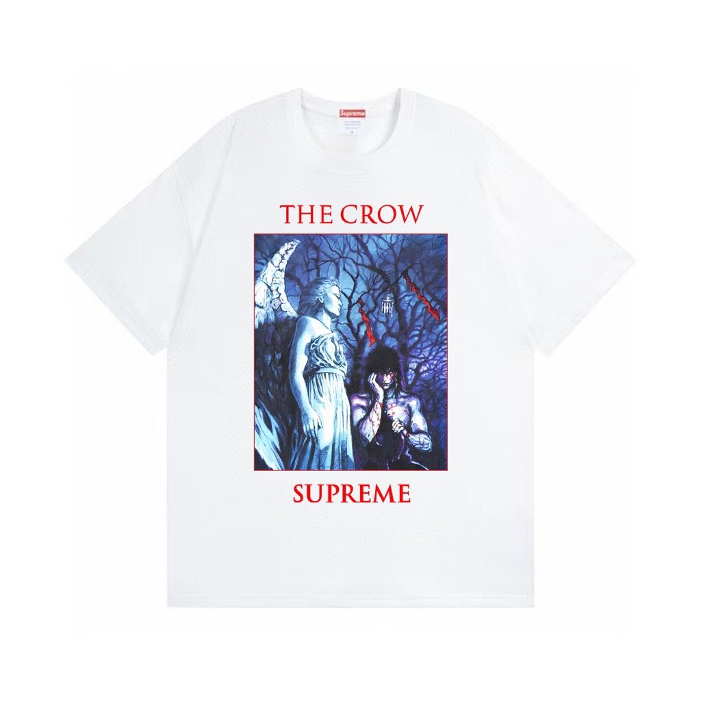 Supreme Crow Angel & Demon Graphic Short-Sleeve T-Shirt — front