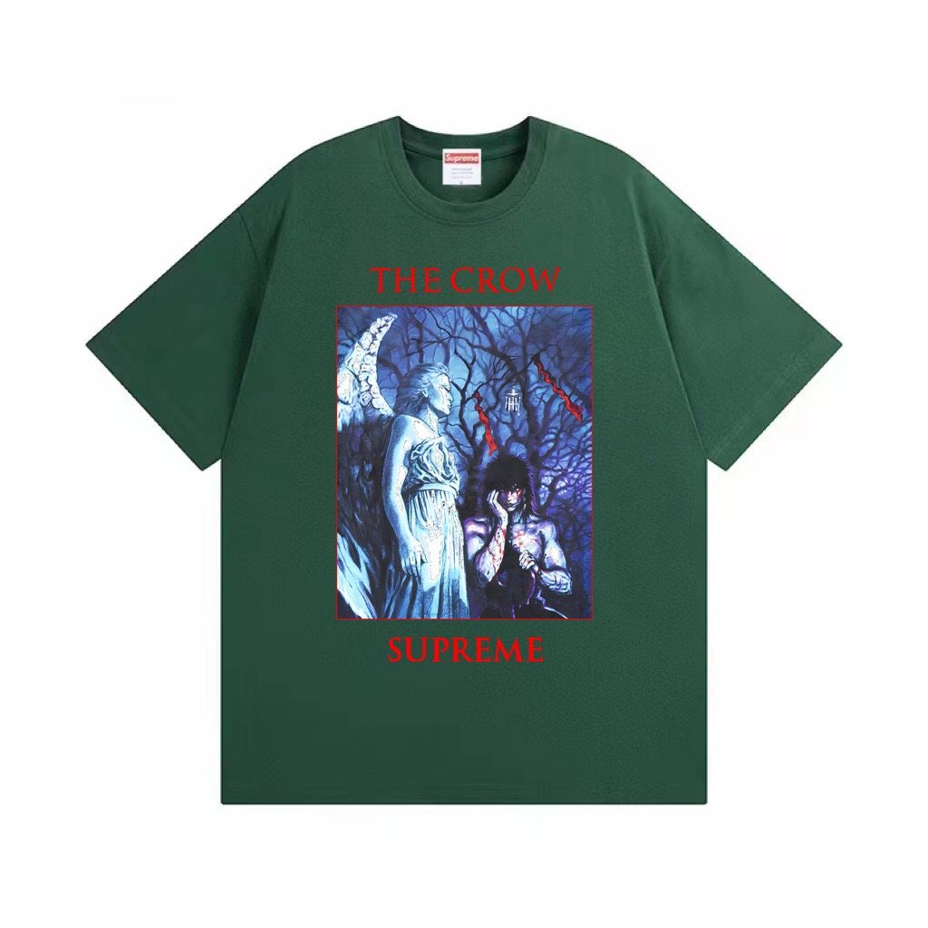 Supreme Crow Angel & Demon Graphic Short-Sleeve T-Shirt — front