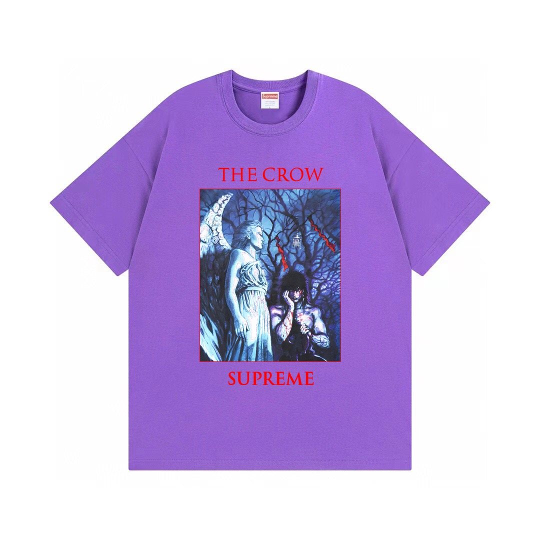 Supreme Crow Angel & Demon Graphic Short-Sleeve T-Shirt — front