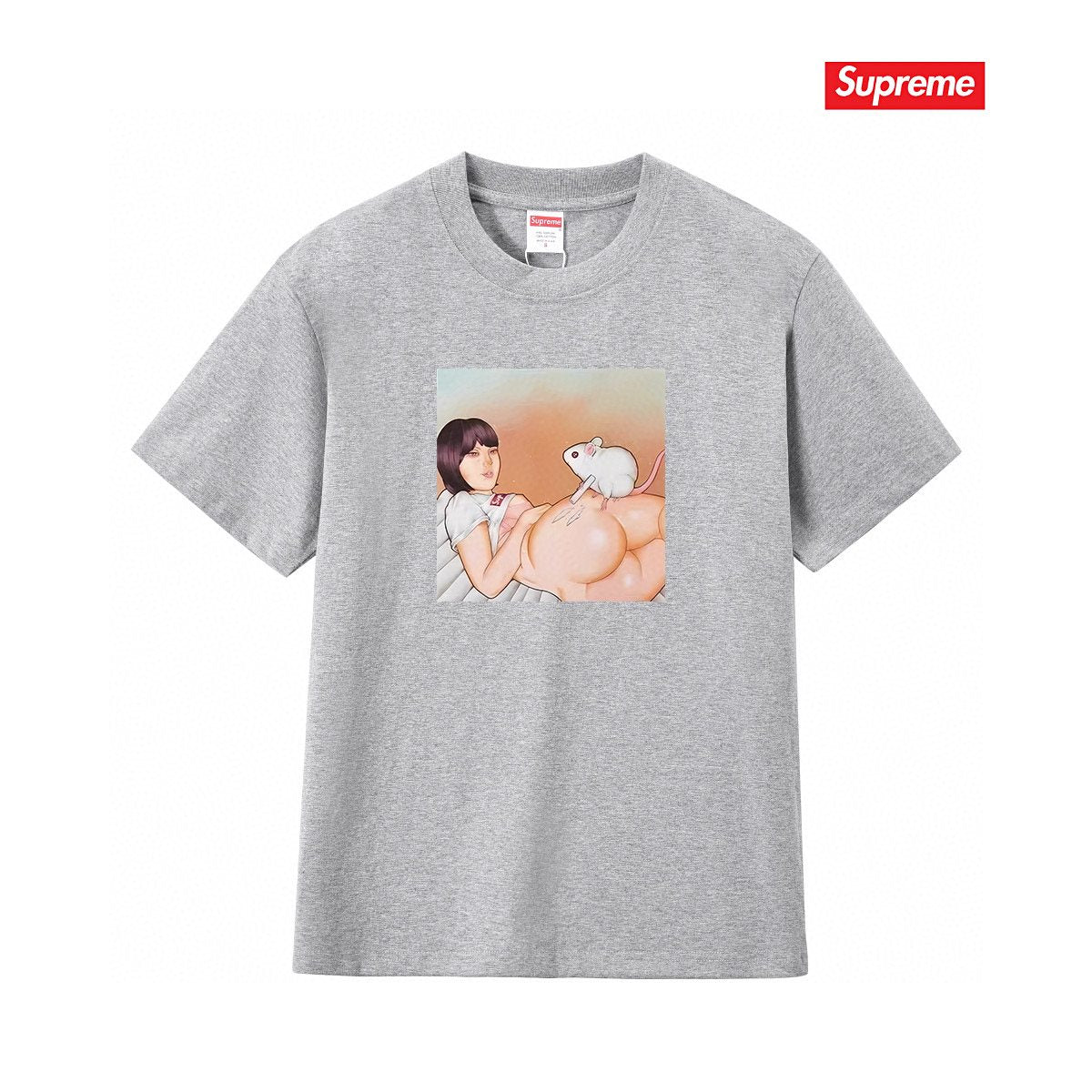 Supreme Anime-Style Graphic Short-Sleeve T-Shirt — front