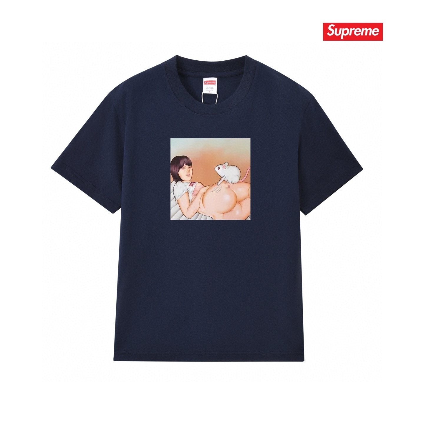 Supreme Anime-Style Graphic Short-Sleeve T-Shirt — front