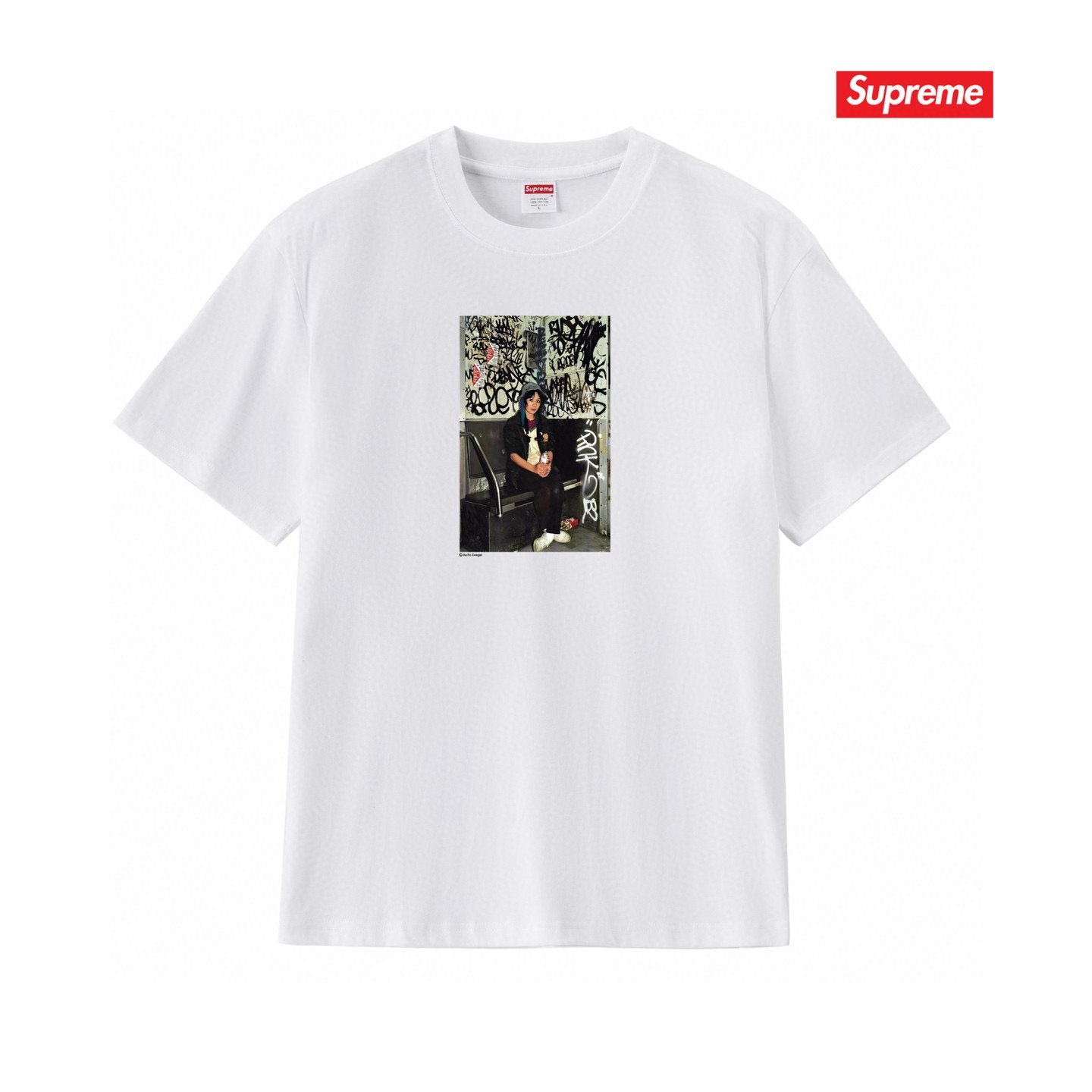 Supreme Pink Lady Graphic T-Shirt — front