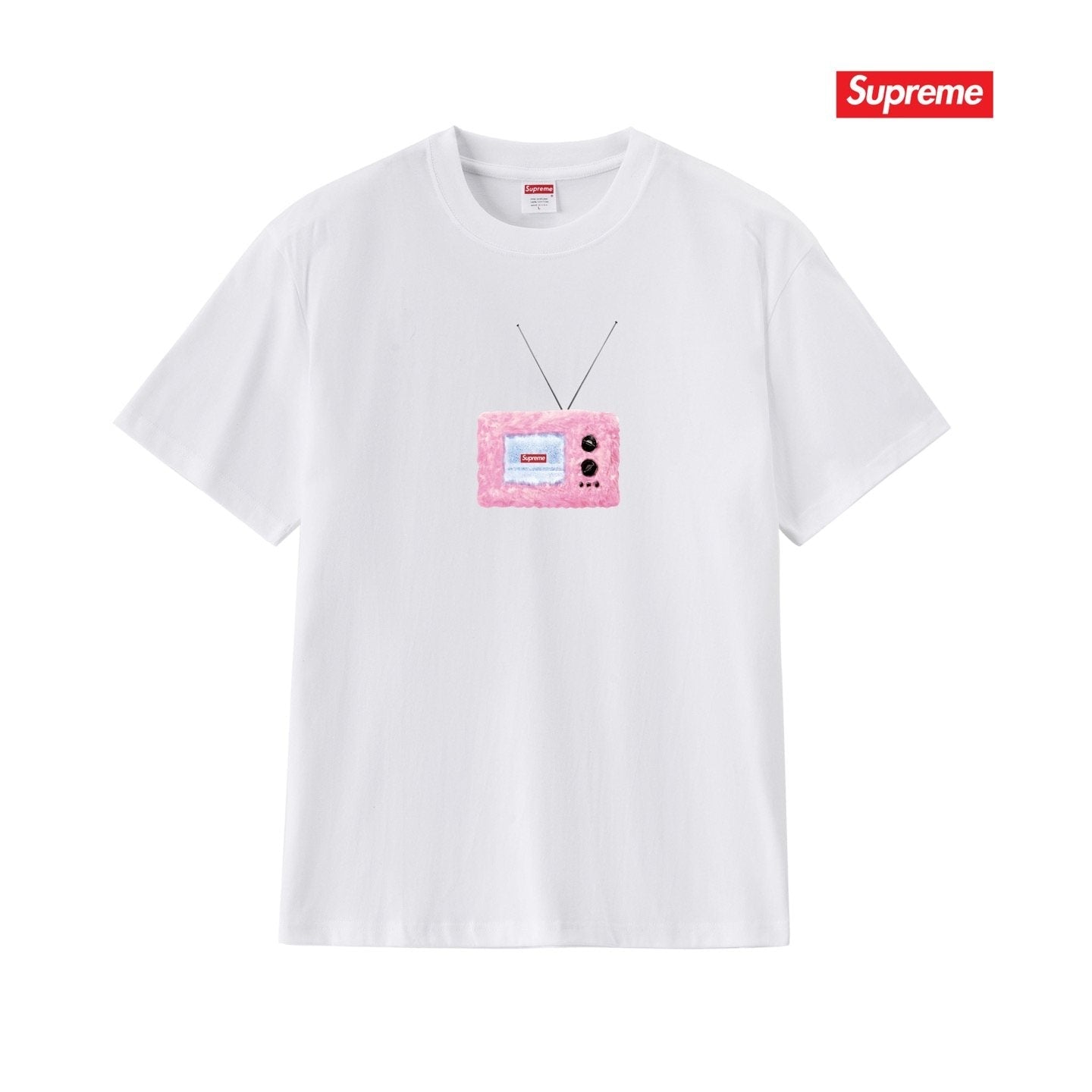 Supreme Pink TV Graphic T-Shirt — front