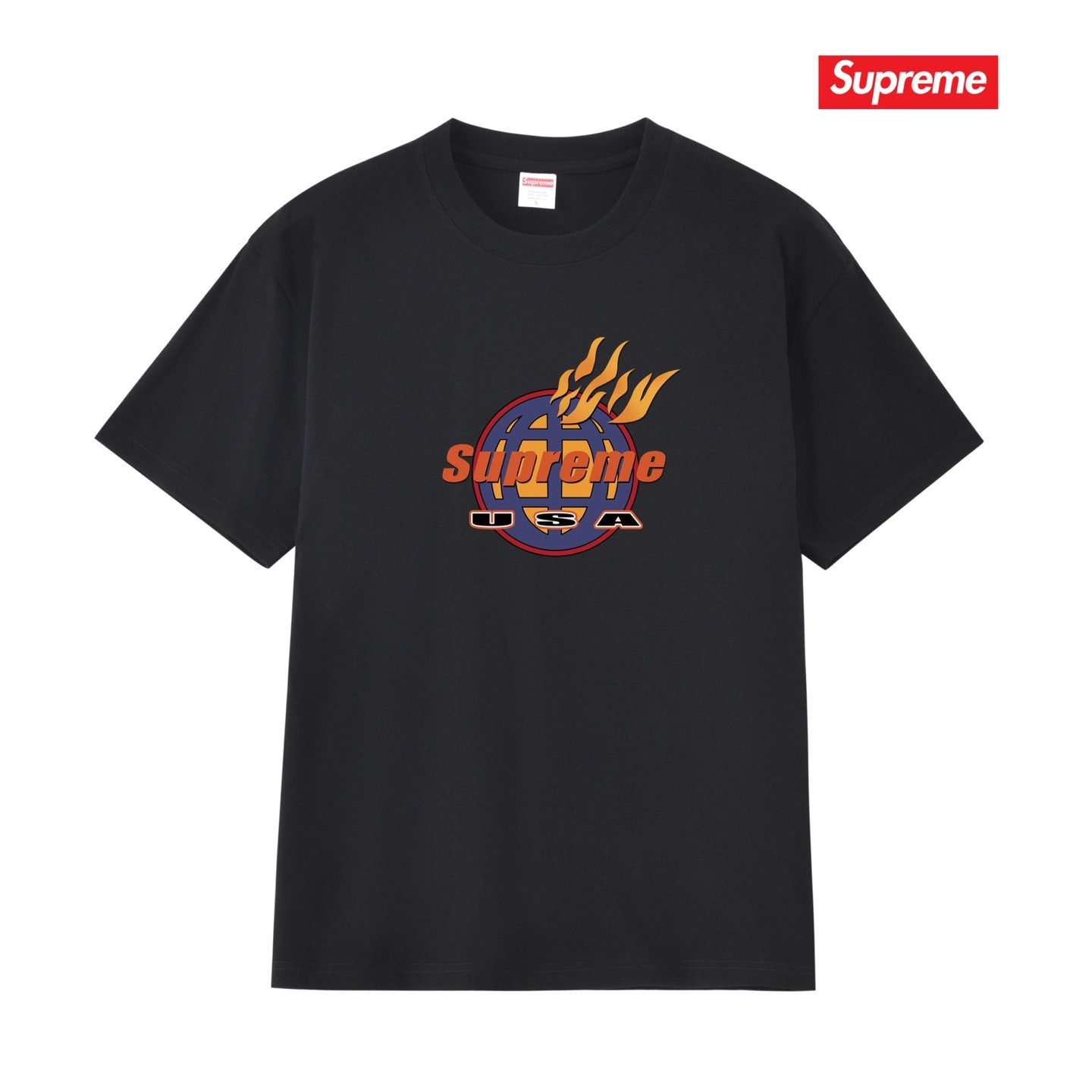 Supreme Flame Globe Graphic Short-Sleeve T-Shirt — hero