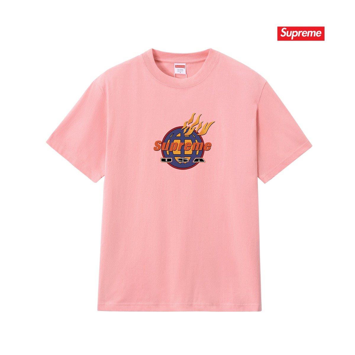 Supreme Flame Globe Graphic Short-Sleeve T-Shirt — front