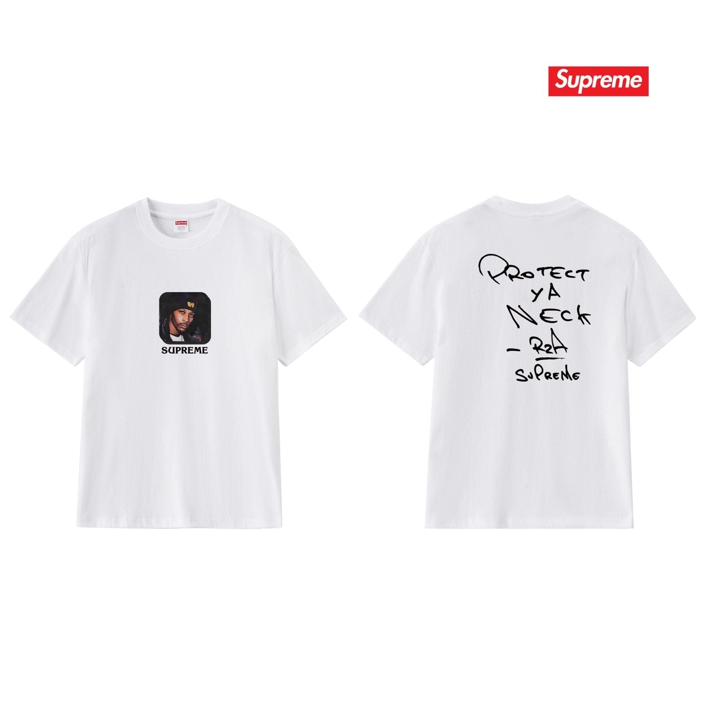 Supreme Protect Ya Neck RZA Portrait Graphic T-Shirt — comparison