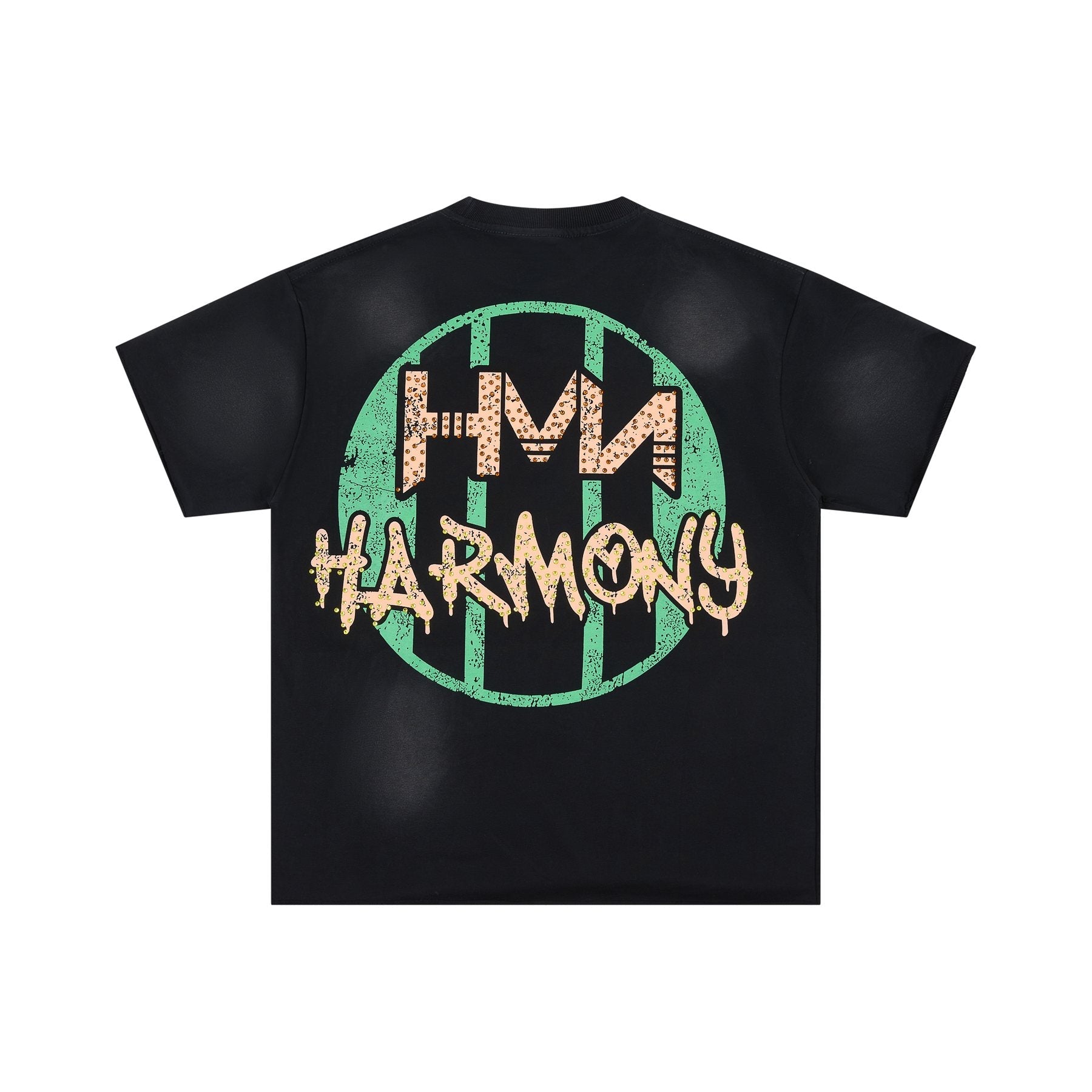 HARMONY Black Front and Back Graphic T-Shirt — back