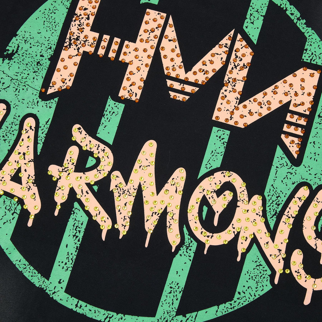 HARMONY Black Front and Back Graphic T-Shirt — detail