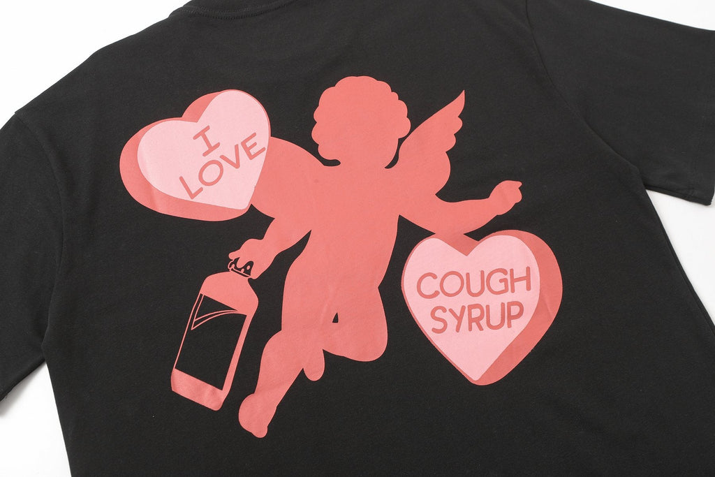 THAT'S A AWFUL LOT OF COUGH SYRUP Cupid Heart Graphic T-Shirt — detail